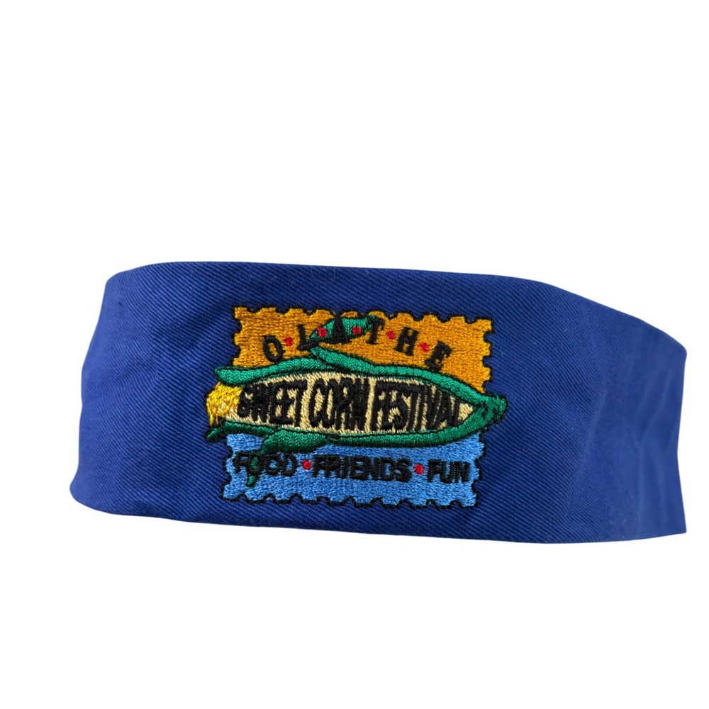 Vintage Olathe Sweet Corn Festival Headband Blue Embroidered Colorado‎ Souvenir